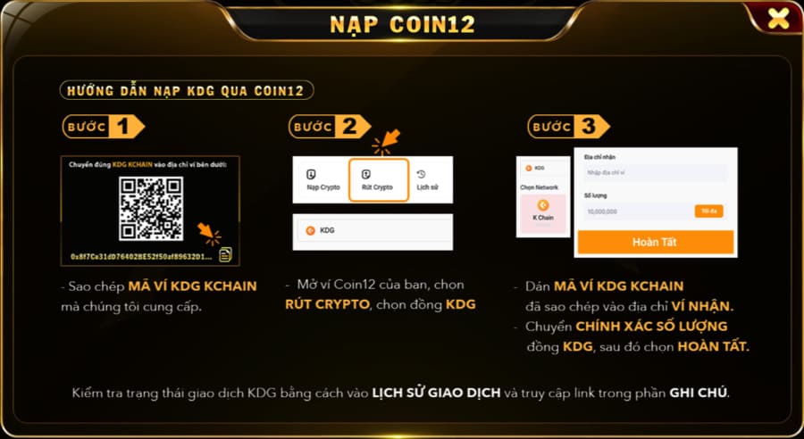 cách nạp tiền Go88 bằng Coin12