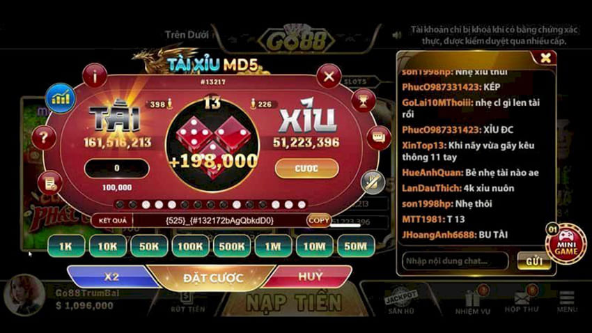 Cơ hội trở thành triệu phú với mini game MD5 trên Go88