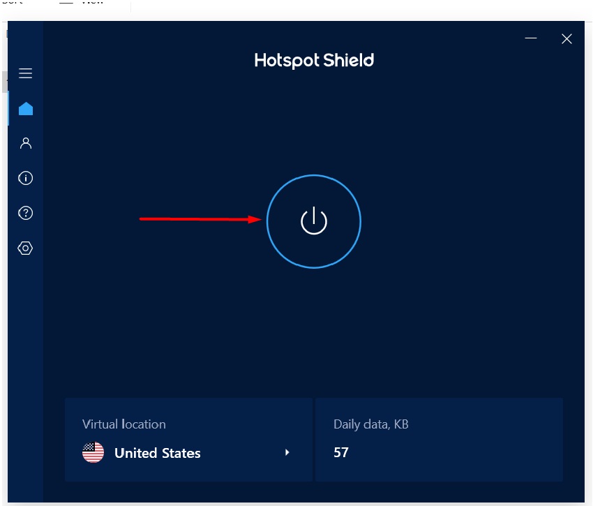 Giao diện sử dụng của Hotspot Shield